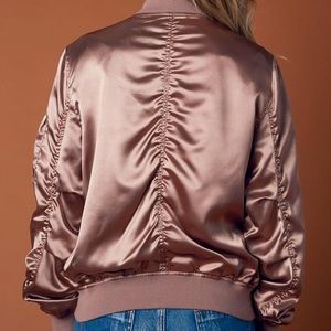 Satin Rose Gold Bomber Jacket 